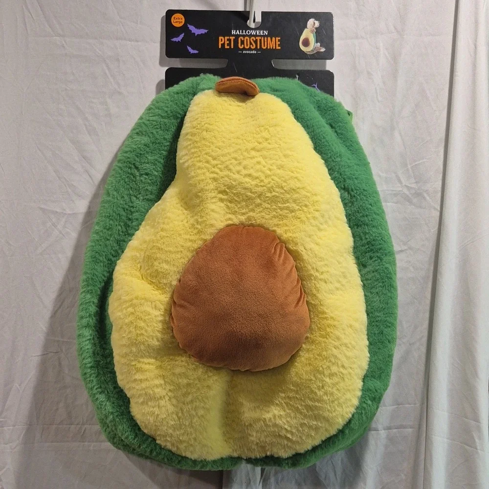 Meijer Avocado Halloween Pet Costume Plush XL Green Yellow Brown Brand New